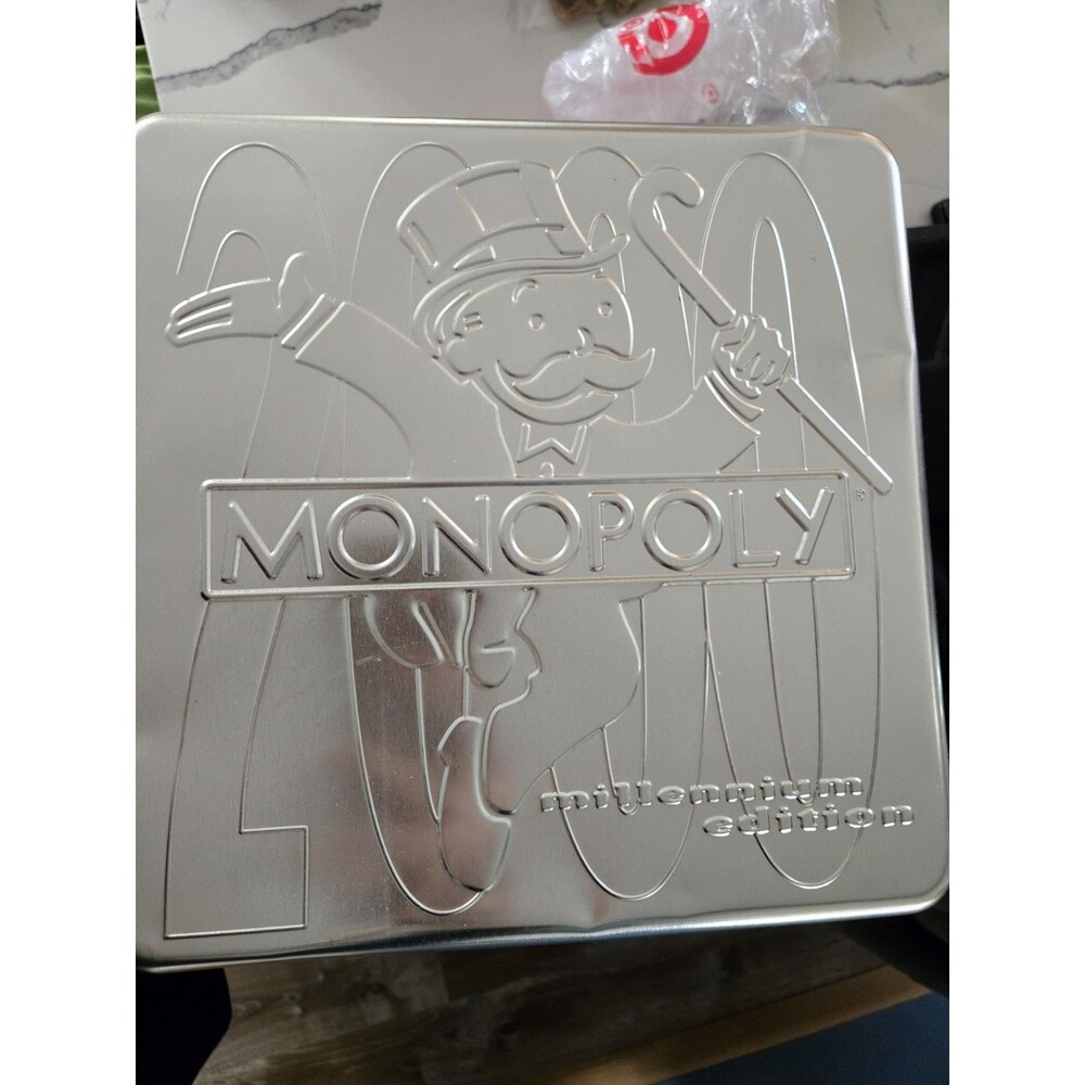 Vintage Silver Collector’s Tin 2000 Millennium Edition  Monopoly Parker Brothers